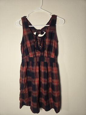 Zara Red and Navy Plaid Mini Dress